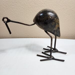 Vintage Stone & Iron Shorebird Brutalist Sculpture-Signed